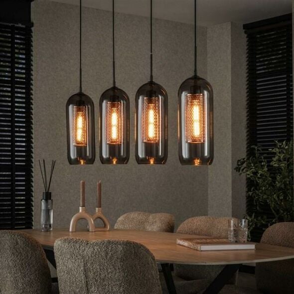 Hanglamp Smoke glas 4-lichts