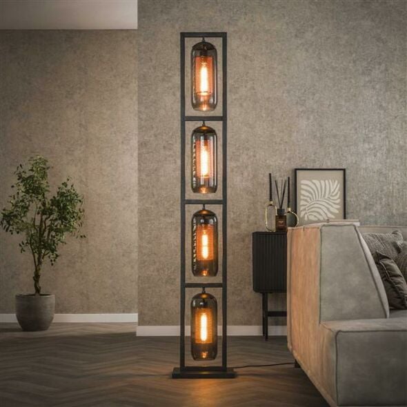 Vloerlamp Smoke glas 4-lichts