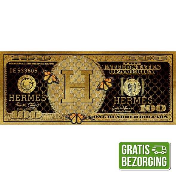 Glasschilderij Hermes dollar 120x50