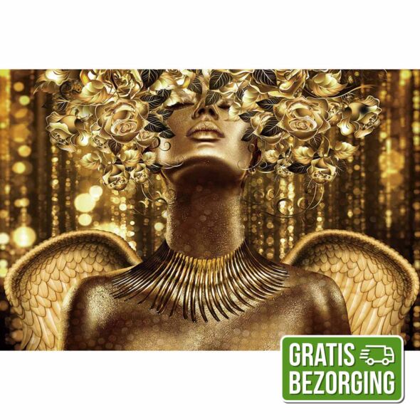 Glasschilderij Gold Angel 120x80