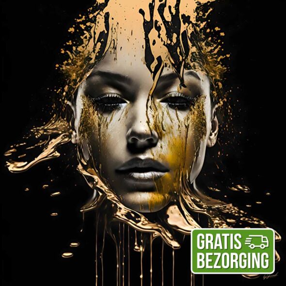 Glasschilderij Gold face 100x100