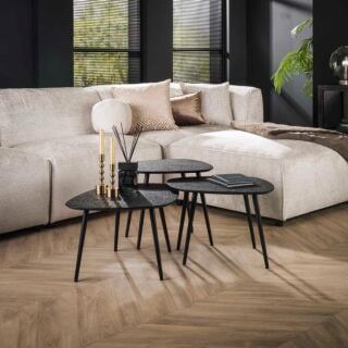 Salontafel vierhoekig metallic, set van 3