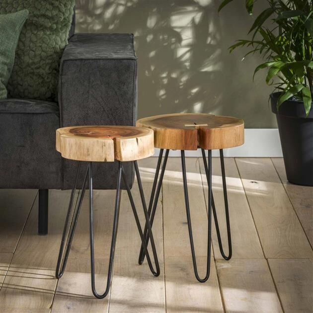 Bijzettafel Boomstam 2 st.